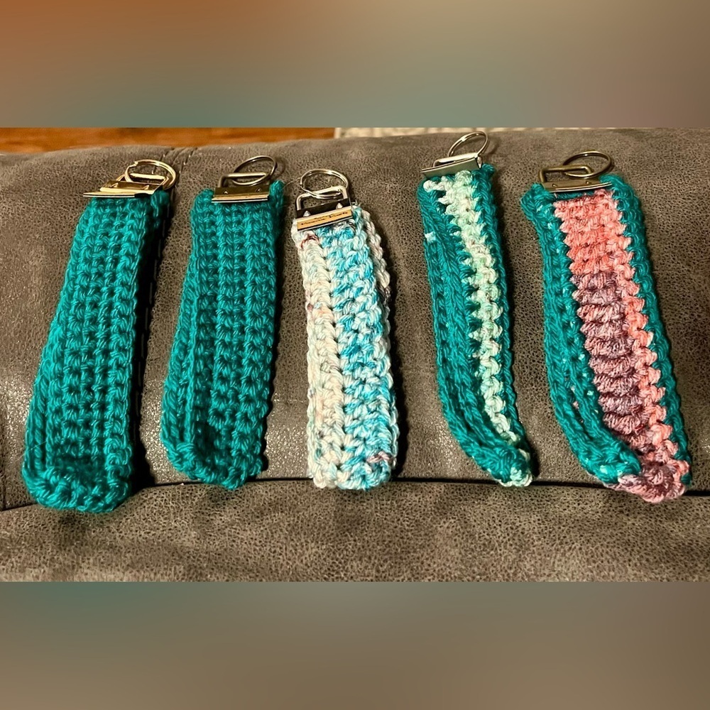 Set of 5 Handcrafted Crochet Wristlet Key chain, Cardholder